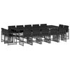 vidaXL Ensemble &agrave; manger de jardin 15 pcs coussins noir r&eacute;sine tress&eacute;e