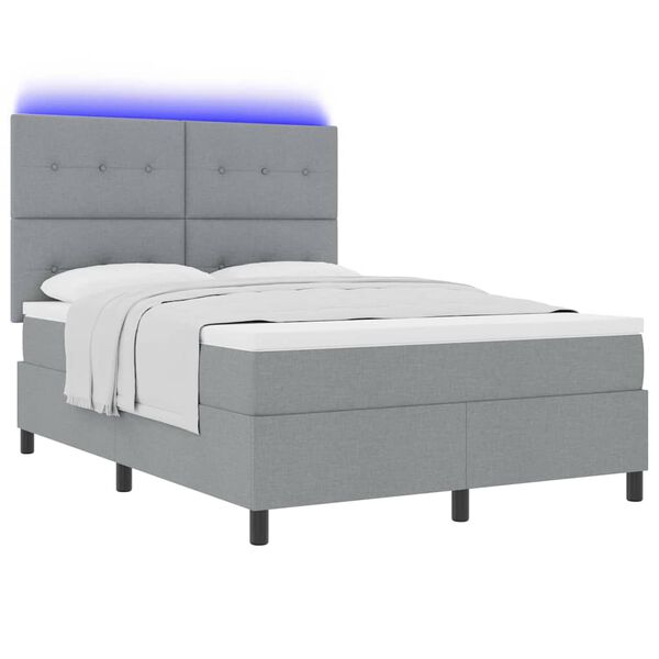 vidaXL Lit &agrave; ressorts avec matelas Gris clair 140 x 190 cm tissu