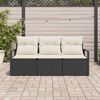 vidaXL Ensemble de canapé de jardin 3 pcs Noir et Blanc polyrotin