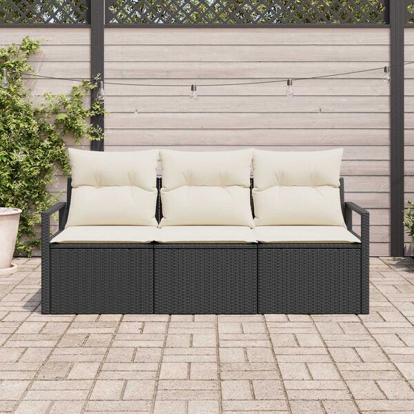 vidaXL Ensemble de canapé de jardin 3 pcs Noir et Blanc polyrotin