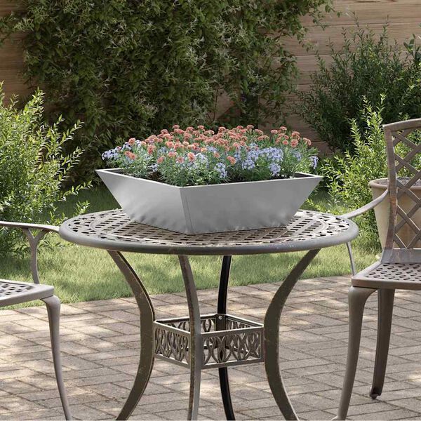 vidaXL Cache-pot de jardin Argent 50 x 50 x 15 cm Acier galvanis&eacute;