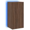 vidaXL Meuble TV mural avec lumi&egrave;res LED ch&ecirc;ne marron 40,5x35x80 cm