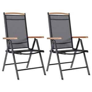 vidaXL Chaises de jardin pliables lot de 2 aluminium et textil&egrave;ne noir