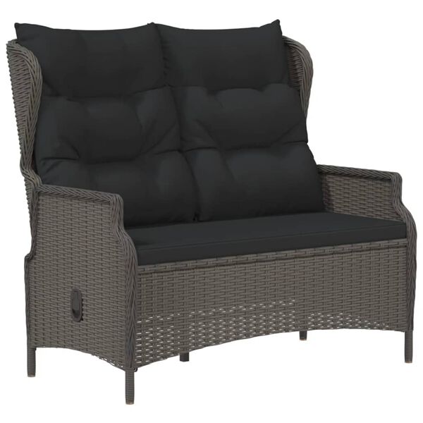 vidaXL Banc de Jardin &agrave; 2 Places avec Coussins Noir R&eacute;sine Tress&eacute;e