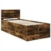 vidaXL Lit d'appoint Ch&ecirc;ne fum&eacute; et noir 100 x 200 cm Bois d'ing&eacute;nierie