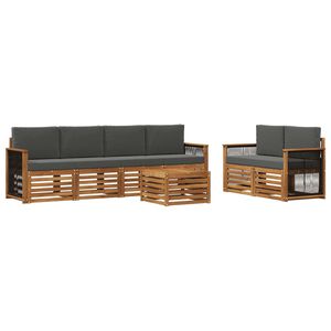 vidaXL Ensemble de canap&eacute;s d'ext&eacute;rieur 7 pc Naturel et Anthracite