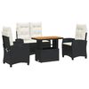vidaXL Ensemble &agrave; manger de jardin 4 pcs avec coussins noir
