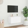 vidaXL Meuble TV mural avec lumi&egrave;res LED blanc 60x35x31 cm