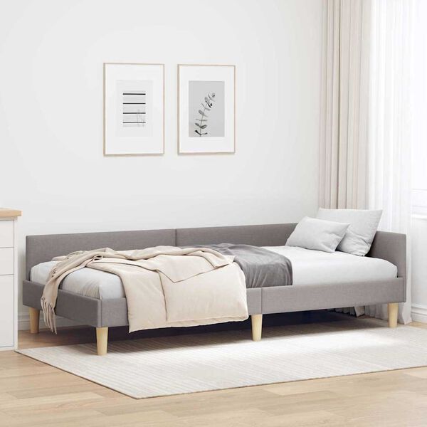 vidaXL Cadre de lit d'angle avec tête de lit Taupe 90 x 200 cm tissu