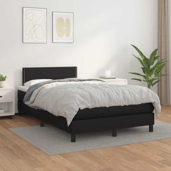 vidaXL Sommier &agrave; lattes de lit avec matelas noir 120x190 cm similicuir