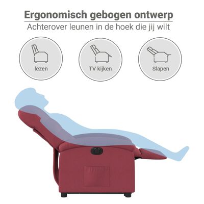 vidaXL Fauteuil inclinable électrique rouge bordeaux tissu