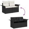 vidaXL Ensemble de canap&eacute; de jardin avec coussin 4 pcs Noir Poly rotin