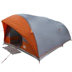 vidaXL Tente Tunnel 10 personne Imperm&eacute;able Gris et orange taffetas