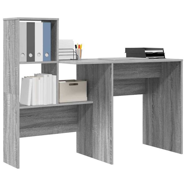 vidaXL Bureau Gris Sonoma 131,5 x 50 x 106,5 cm Bois d'ingénierie