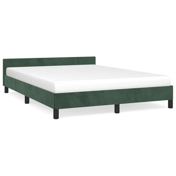 vidaXL Cadre de lit sans matelas vert fonc&eacute; 140x190 cm velours
