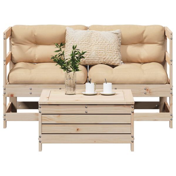 vidaXL Salon de jardin 3 pcs bois de pin massif