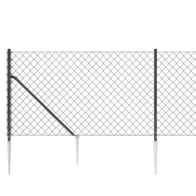 vidaXL Clôture à mailles losangées avec ancrage anthracite 1x25 m