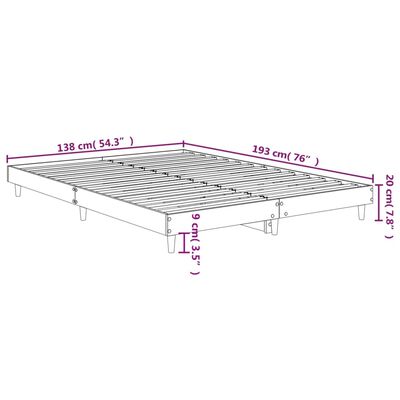 vidaXL Cadre de lit chêne sonoma 135x190 cm bois d'ingénierie