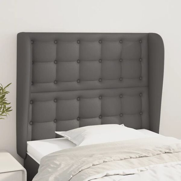 vidaXL T&ecirc;te de lit avec oreilles Gris 93x23x118/128 cm Similicuir