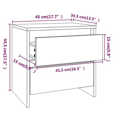 vidaXL Tables de chevet 2 pcs Chêne fumé 45x34,5x44,5 cm Aggloméré