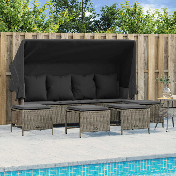 vidaXL Salon de jardin 5 pcs avec coussins gris clair r&eacute;sine tress&eacute;e