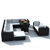 vidaXL Salon de jardin 10 pcs avec coussins R&eacute;sine tress&eacute;e Noir