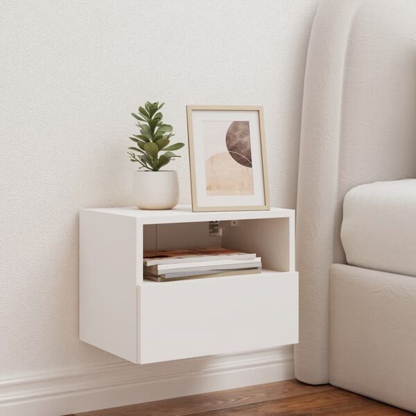 vidaXL Meuble TV mural blanc 40x30x30 cm bois d'ing&eacute;nierie