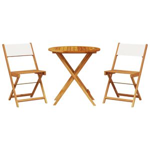 vidaXL Ensemble de bistro 3 pcs blanc cr&egrave;me tissu et bois massif