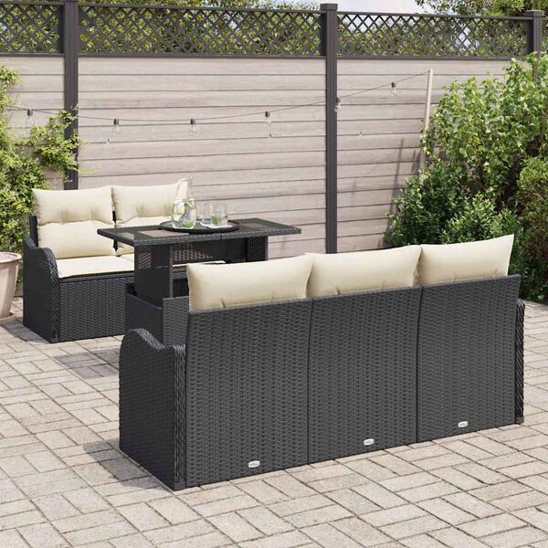 vidaXL Ensemble de canapé de jardin 6 pcs Noir Poly Rattan