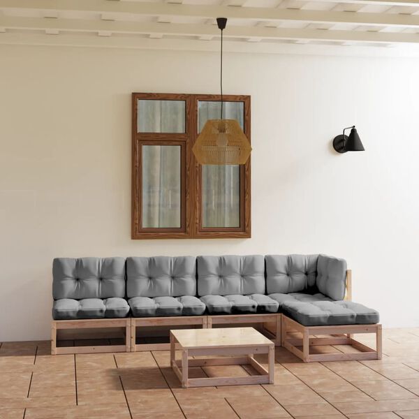 vidaXL Salon de jardin 6 pcs avec coussins Bois de pin massif