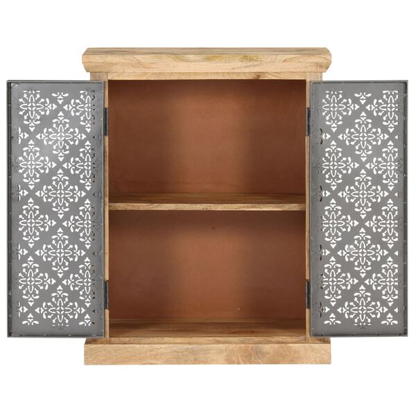 vidaXL Buffet avec portes en acier 60x35x75 cm Bois de manguier solide