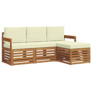 vidaXL Ensemble de canap&eacute;s d'ext&eacute;rieur 4 pc Naturel et Cr&egrave;me