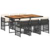 vidaXL Ensemble &agrave; manger de jardin coussins 7pcs Noir R&eacute;sine tress&eacute;e