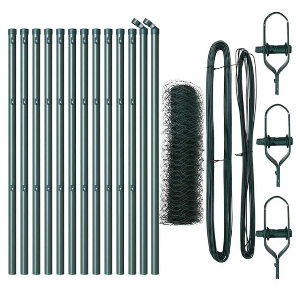 vidaXL Poteau de cl&ocirc;ture. Vert 25 x 0,4 m (maillage de 36 mm)