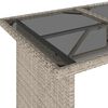 vidaXL Table de jardin et dessus en verre gris clair 110x68x70cm rotin