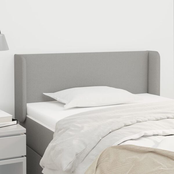 vidaXL T&ecirc;te de lit avec oreilles Gris clair 103x16x78/88 cm Tissu