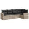 vidaXL Salon de jardin 5 pcs avec coussins gris clair r&eacute;sine tress&eacute;e