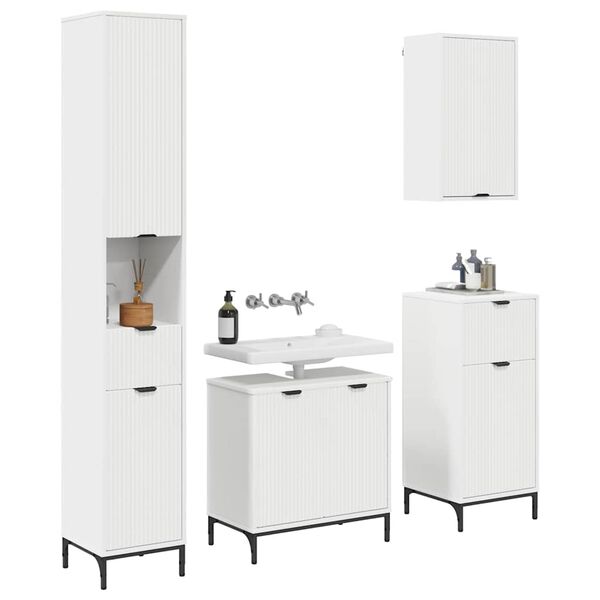 vidaXL Ensemble de mobilier de salle de bain avec tiroir Blanc