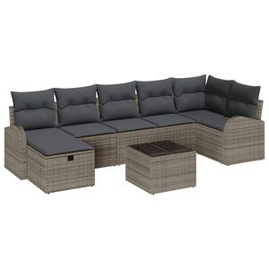vidaXL Ensemble de canap&eacute; de jardin 8 pc Gris polyrotin