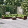 vidaXL Salon de jardin 9 pcs avec coussins r&eacute;sine tress&eacute;e marron