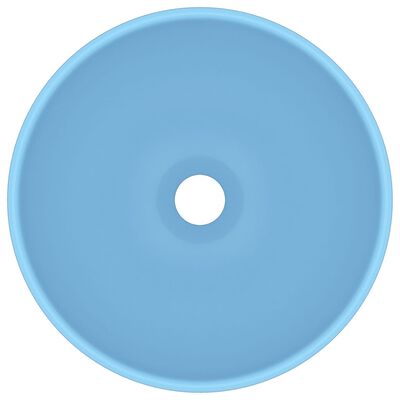 vidaXL Lavabo rond de salle de bain Bleu clair mat 32,5x14cm Céramique