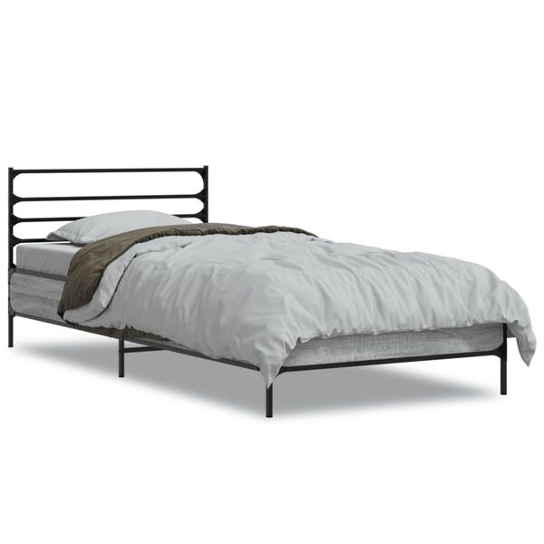 vidaXL Cadre de lit sans matelas sonoma gris 75x190 cm