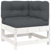 vidaXL Canap&eacute; d'angle avec coussins blanc bois de pin solide