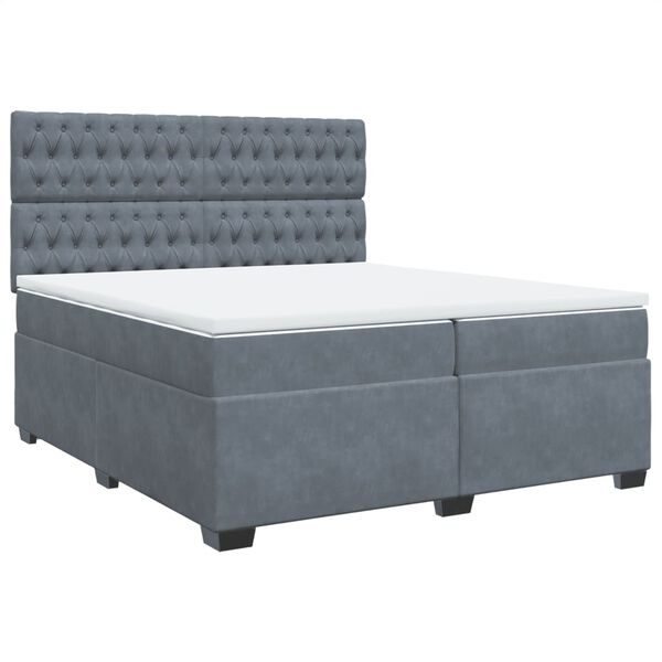 vidaXL Sommier &agrave; lattes de lit et matelas Gris fonc&eacute; 200x200cm Velours
