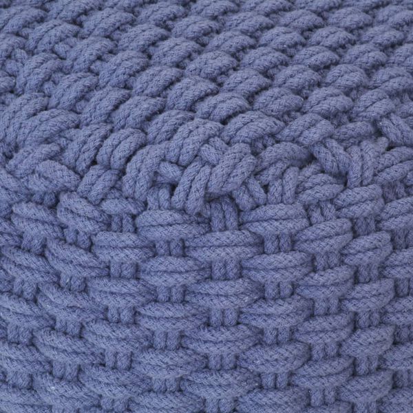 vidaXL Pouf tricot&eacute; &agrave; la main Bleu 50x50x30 cm Coton