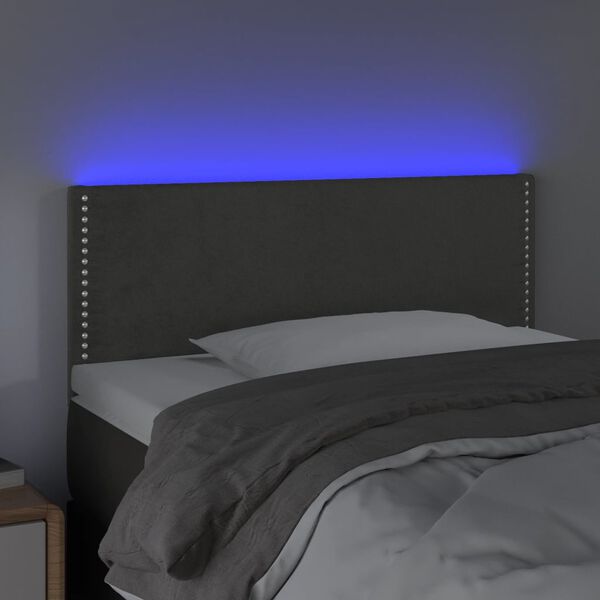 vidaXL T&ecirc;te de lit &agrave; LED Gris fonc&eacute; 90x5x78/88 cm Velours