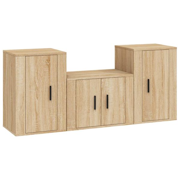 vidaXL Ensemble de meubles TV 3 pcs Ch&ecirc;ne sonoma Bois d'ing&eacute;nierie