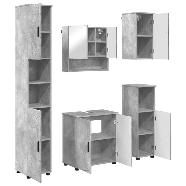 vidaXL Ensemble de mobilier de salle de bain 5 pcs Gris b&eacute;ton