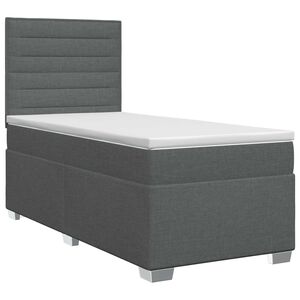 vidaXL Lit boxspring avec matelas Gris fonc&eacute; Simple Tissu
