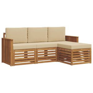 vidaXL Ensemble de canap&eacute;s d'ext&eacute;rieur 4 pc Naturel et Beige